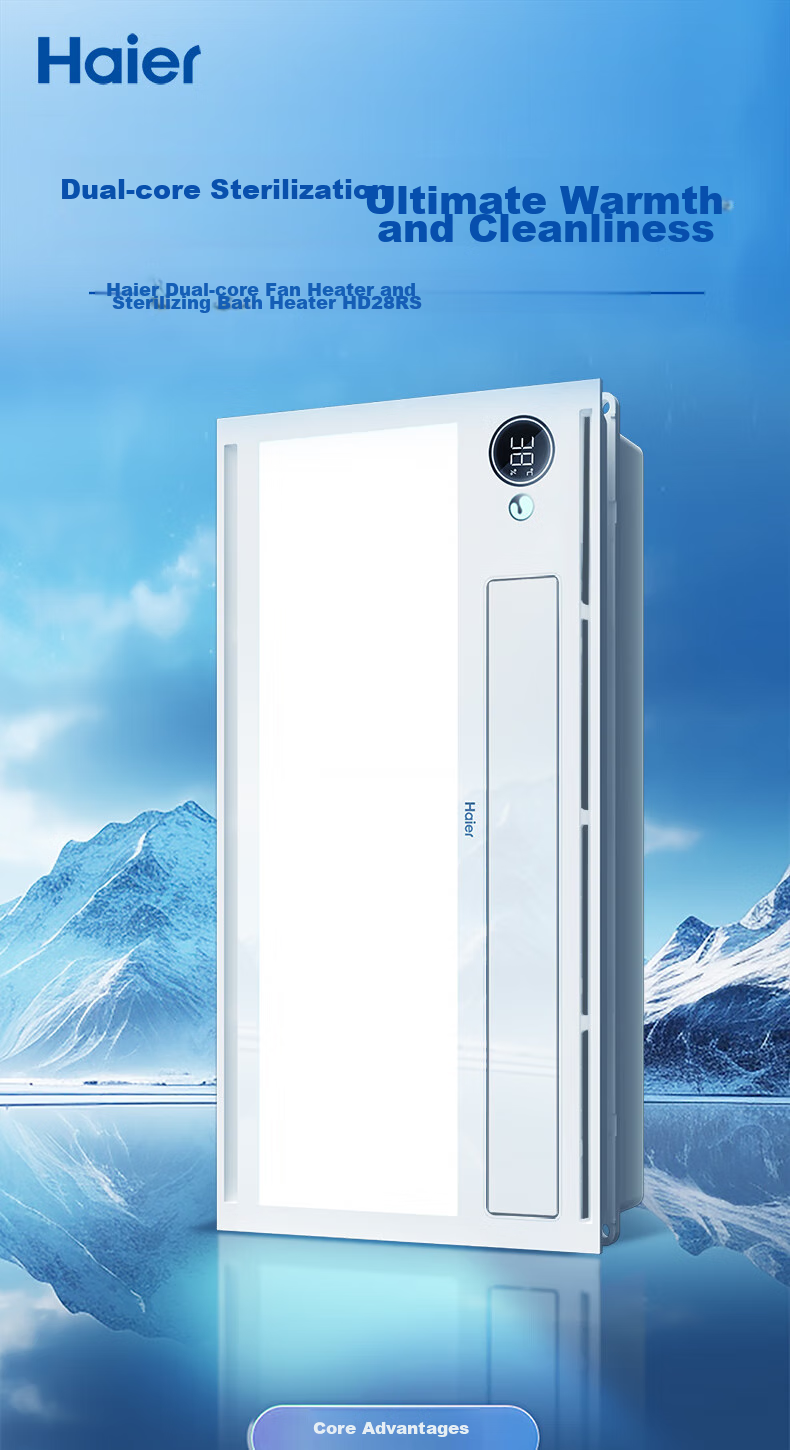 Haier Wind And Heat Bathroom Heater with Antibacterial Series, Integrated Five-In Heating Lamp HD28L for Bathroom 1