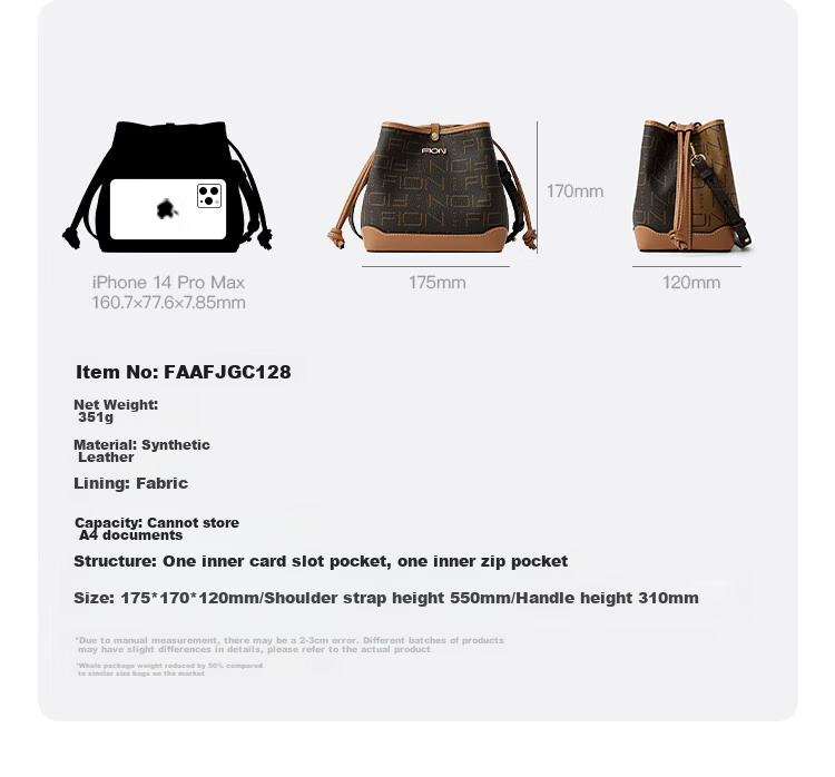 FION Floral Water Bucket Handbag, Women's New High-End Niche Shoulder Crossbody Bag, Birthday Gift for Girlfriend 8