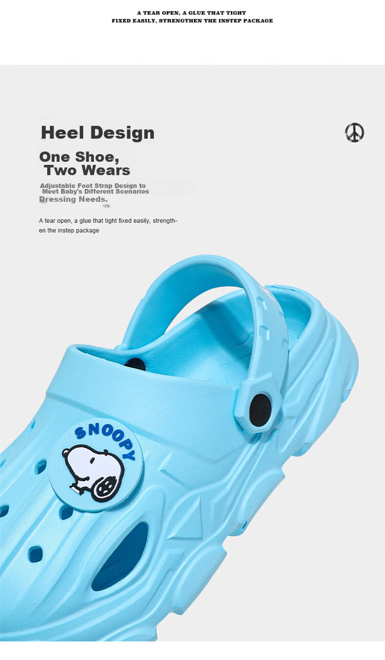 SNOOPY Boys' Perforated Shoes, All-Season Garden Shoes, Children's Soft-Soled Comfortable Home Shoes, 3944 Purple, Size 30 3