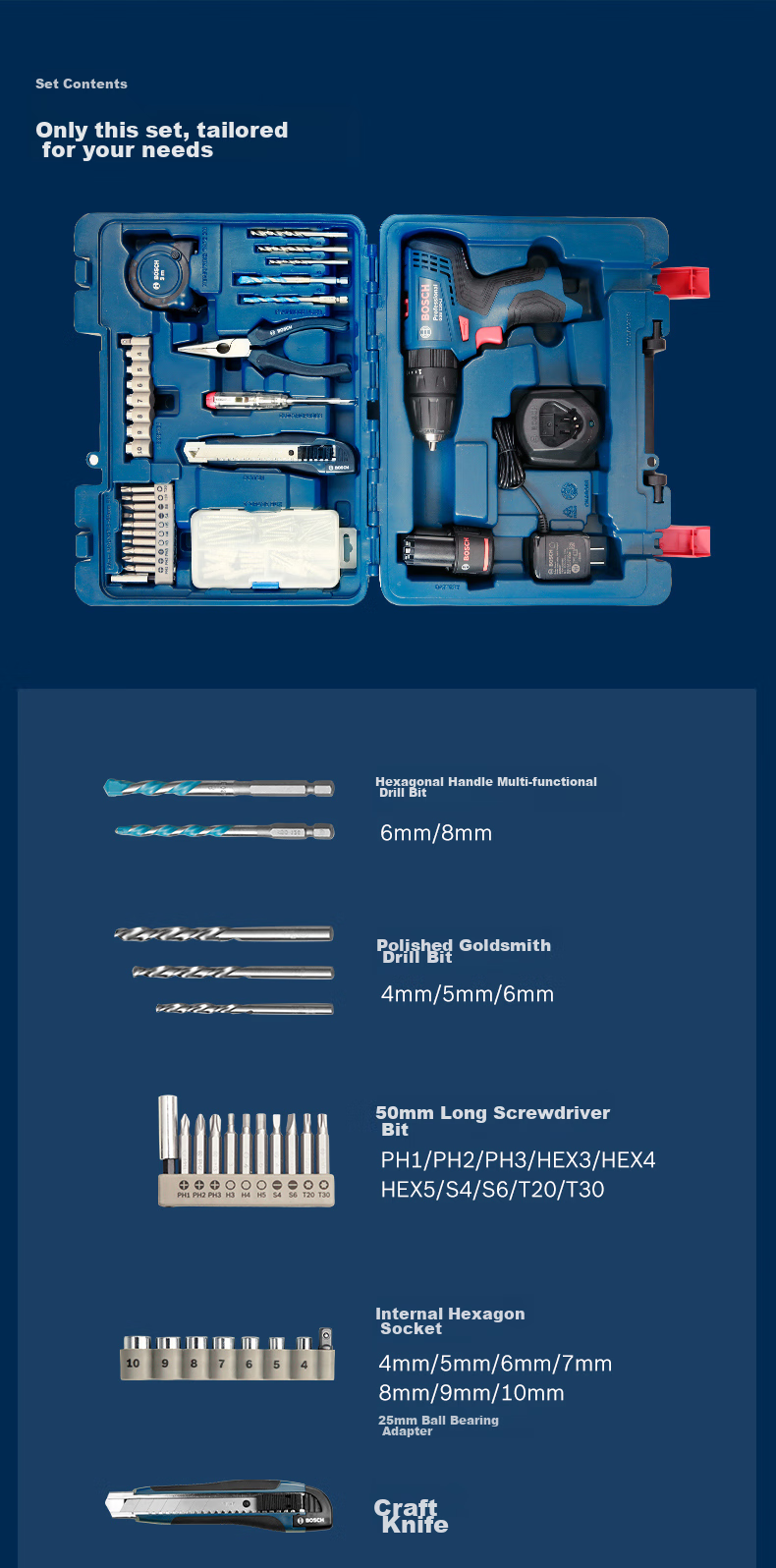 BOSCH Electric Drill, 12V Lithium Battery, Household Hand Drill, Wall Drilling, Screw Driving, GSB120 Single Battery, 84 Accessories, Manual Tools 10