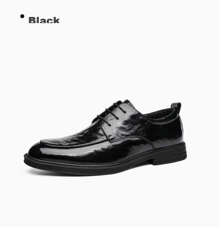 Millies Top-Grain Leather Men's Shoes, British Formal Business Shoes, Shiny Graduation Interview Leather Shoes for Men U1291, Black, Size 39 14