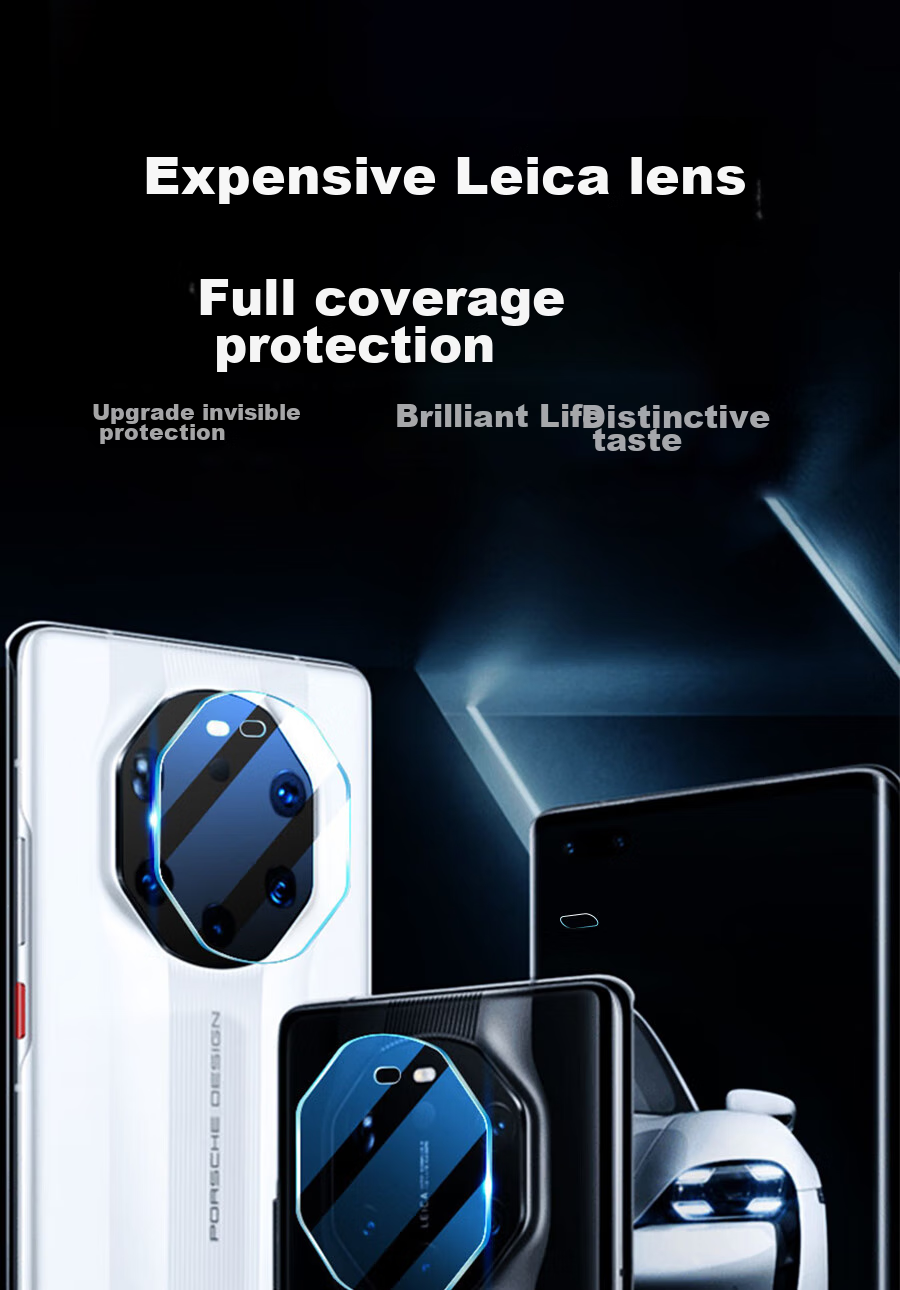 ESCASE Huawei Mate40 RS Porsche Design Phone Camera Lens Film Full Coverage Tempered Glass Rear Camera Protective Film, Flexible Curved Edge Real Glass Anti-Scratch Hardened Glass Film, High Definitio 1