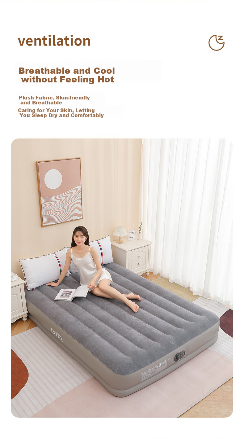 INTEX Built-In Electric Pump USB Port Automatic Inflation Single-Person Air Mattress for Home And Car Use, Foldable Bed with 1 Pillow 64112 6