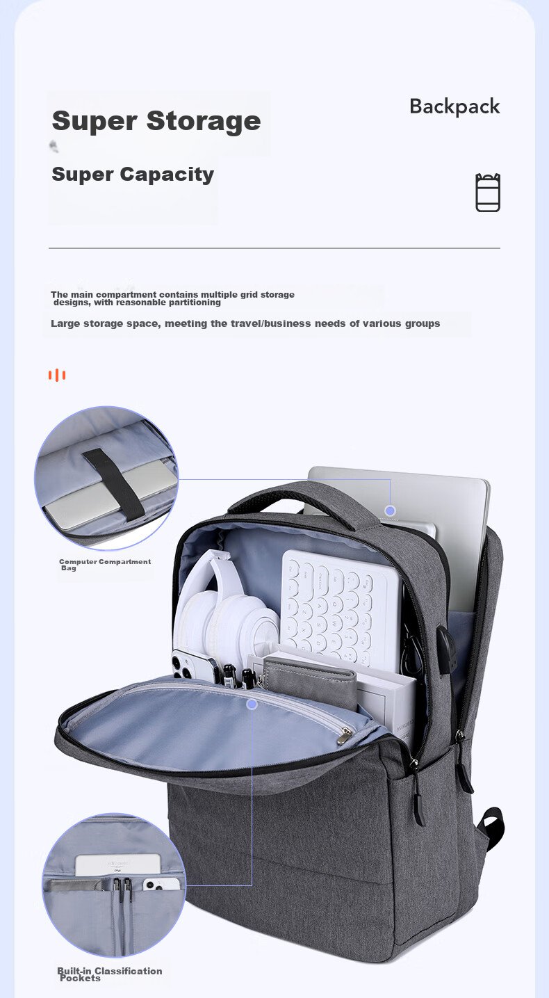 BRINCH Laptop Backpack, 17.3-Inch Business Travel Bag, Suitable for Apple And Huawei Notebooks 4