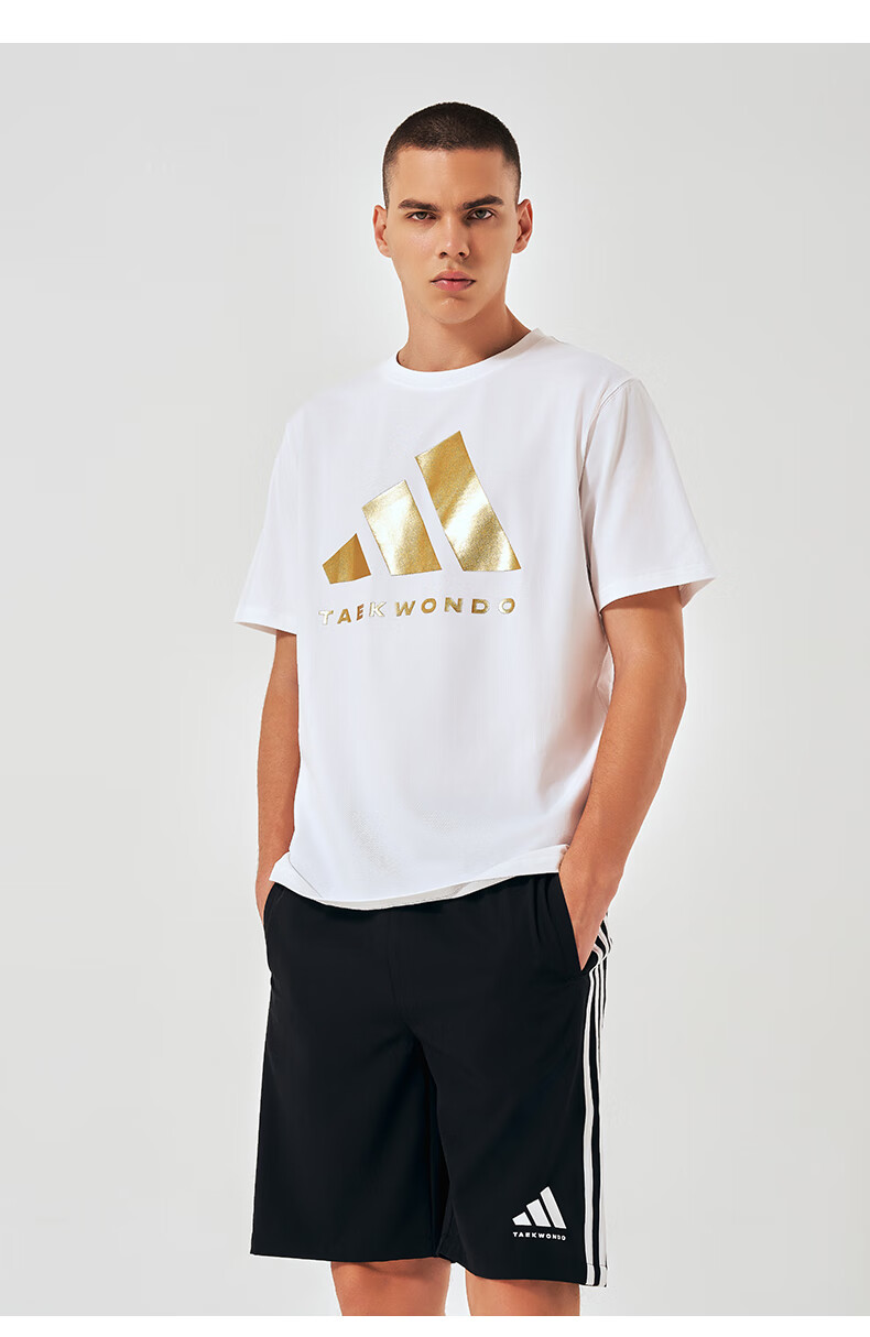 Adidas Men's Short-Sleeve T-Shirt, Spring And Summer Casual Sports Breathable Lightweight Round Neck Tee, Black/gold (Quick-Dry), Size S 13