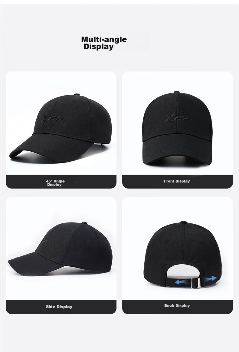 XTEP Baseball Cap for Men And Women, Stylish Breathable Hat, Duck Tongue Cap, Face-Slimming, All-Season Sun Protection Hat 11