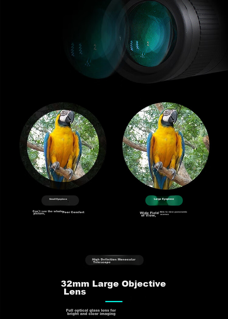 EXPLORE SCIENTIFIC Single-Tube Telescope 7X32 Wide-Angle High Magnification High-Definition Night Vision Concert Professional Outdoor Portable 8
