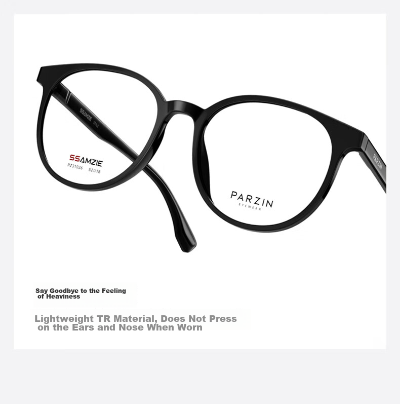 PARZIN Myopia Glasses Frame, Fashionable Round Frame for Men And Women, Lightweight Plain Glasses, Can Be Fitted with Prescription Lenses, 31026 6
