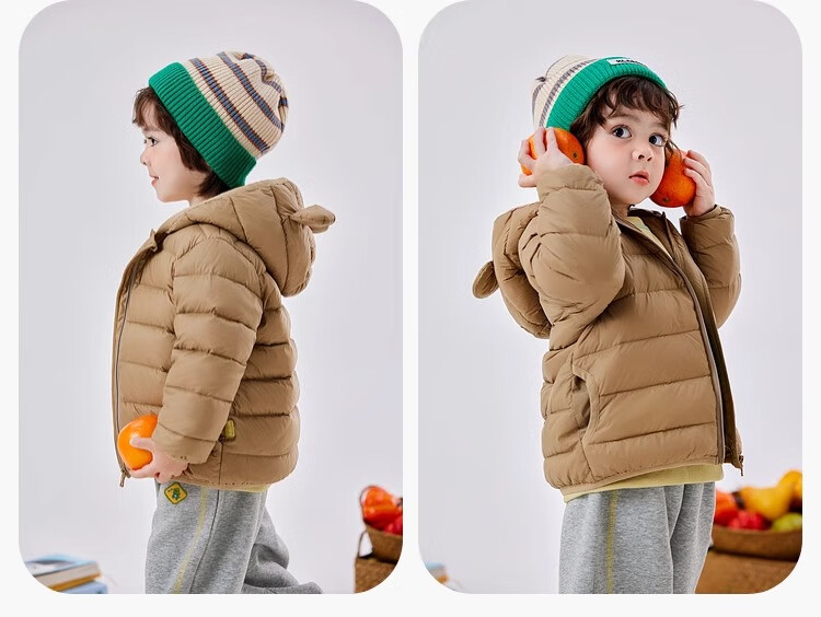 Dudujia Baby down Jacket, New Year Lightweight Children's White Duck Down, Warm Boys' Hooded Coat, Spring Festival Clothing, Green, Size 130 31