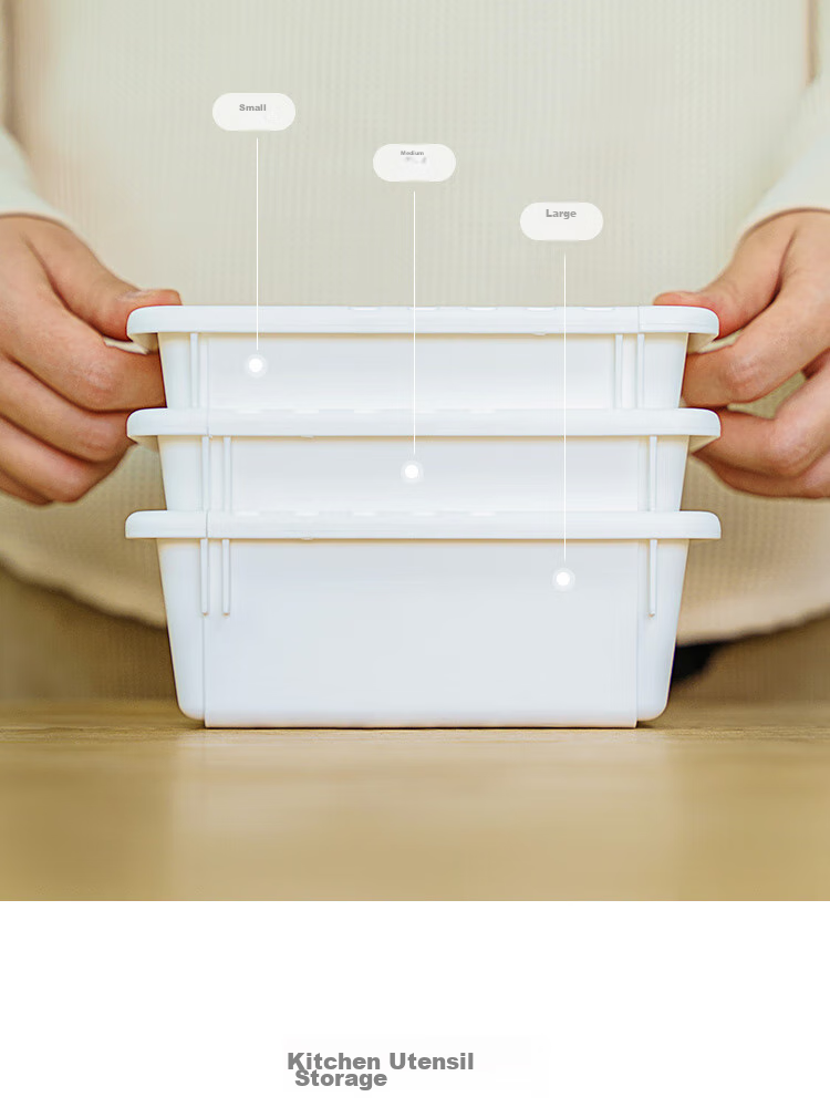 Jicang Expandable Storage Box, Cabinet Drawer-Style Divider, Desktop Snack Basket, Deep Cabinet Right-Angle Transparent Storage Box XL 6
