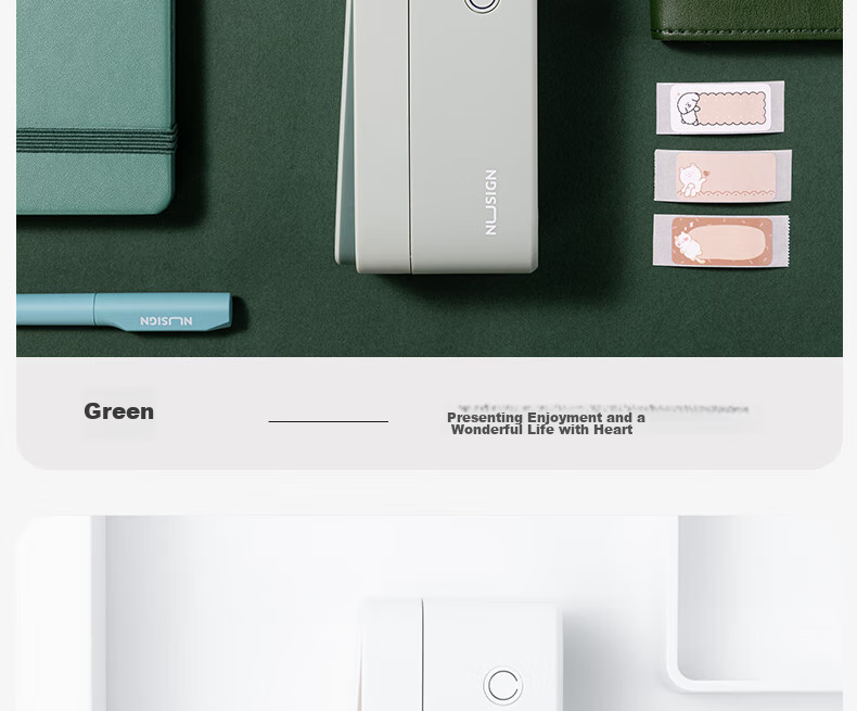 Deli Q2 Green Portable Thermal Label Printer for Home Use, Journal Name Tags, Storage Labels, Price Tags, Food Labels Printer with Mobile Bluetooth Connectio 25