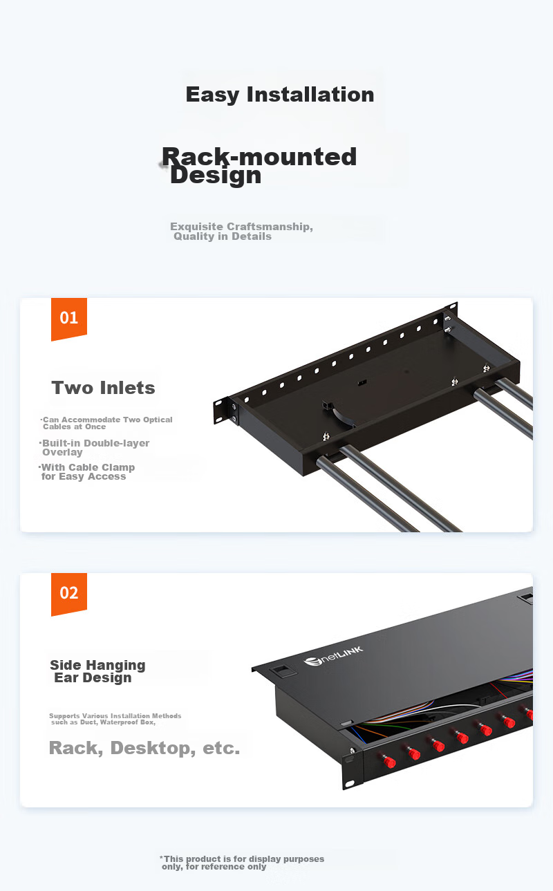 NetLINK Fiber Optic Terminal Box, 12 Ports 12 Fibers FC Single-Mode Fiber Patch Panel, Fully Equipped with Fiber Pigtail Flange Cable Connector Fusion Splice Box, Rack-Mounted 1 Piece HTF-12FC 7