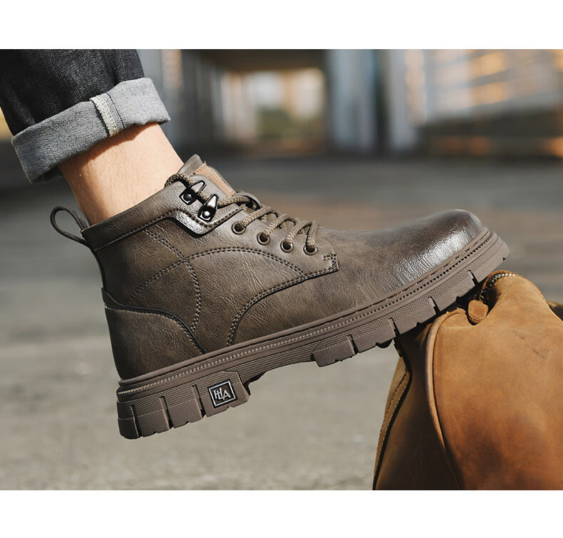 HLA Men's Boots, Fashionable Versatile Casual Martin Boots, Versatile Work Boots HAAGZM4DBB184, Black, Size 41 6