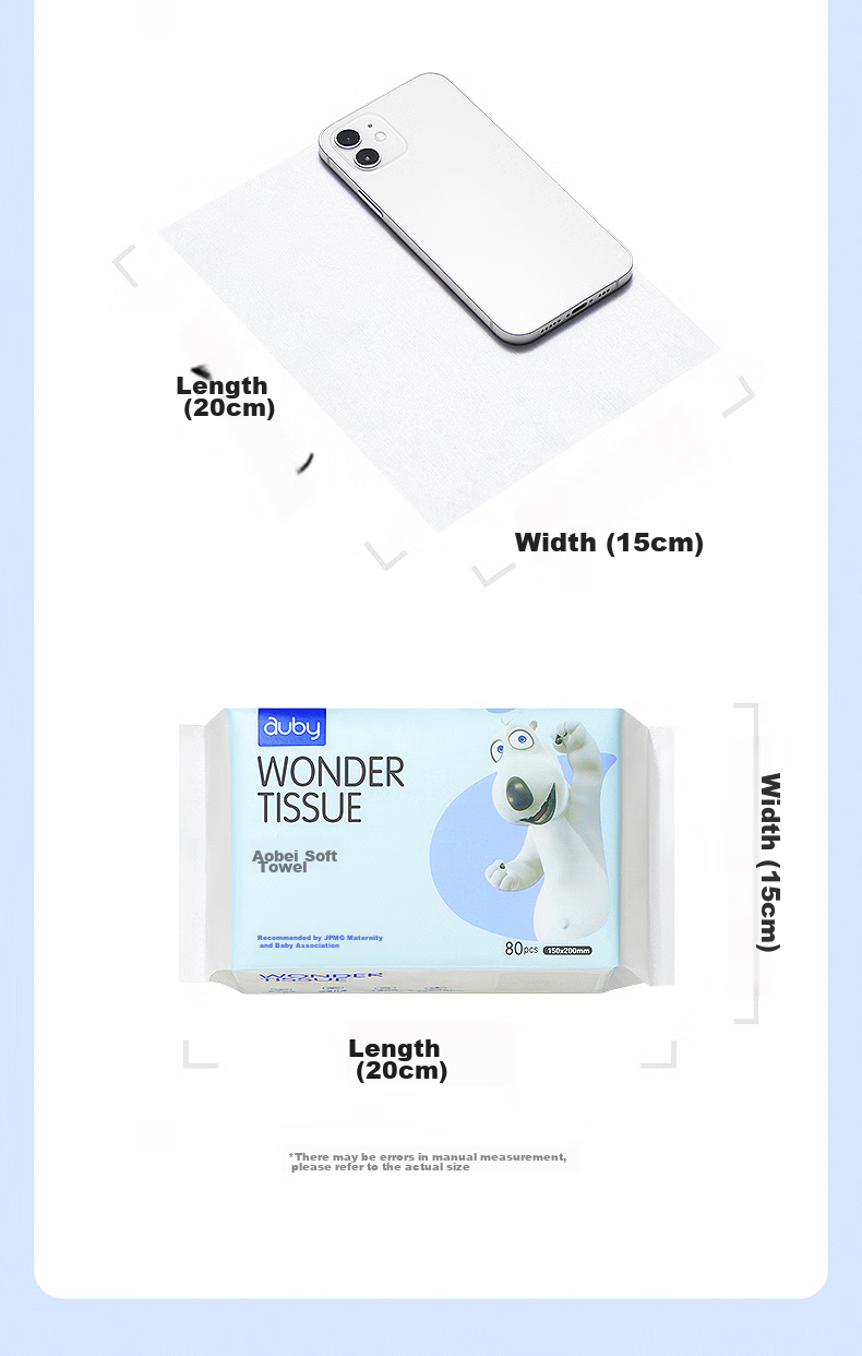 Auby Baby Soft Wipes, Newborn-Specific, for Both Dry And Wet Use, Disposable Face Wipes, Baby Cleansing Towels, 80 Sheets Per Pack 14