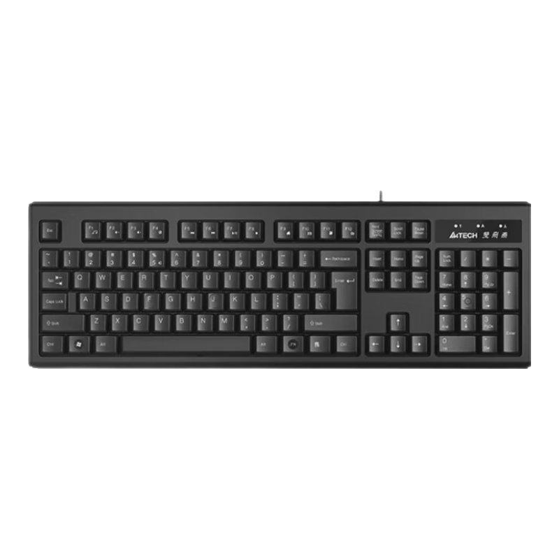 A4TECH WK-100, 104-Key Wired Keyboard, Membrane Keyboard, Office Keyboard, Good Typing Feel, Compatible with Desktop And Laptop Computers, External Keyboard, Black, Wired