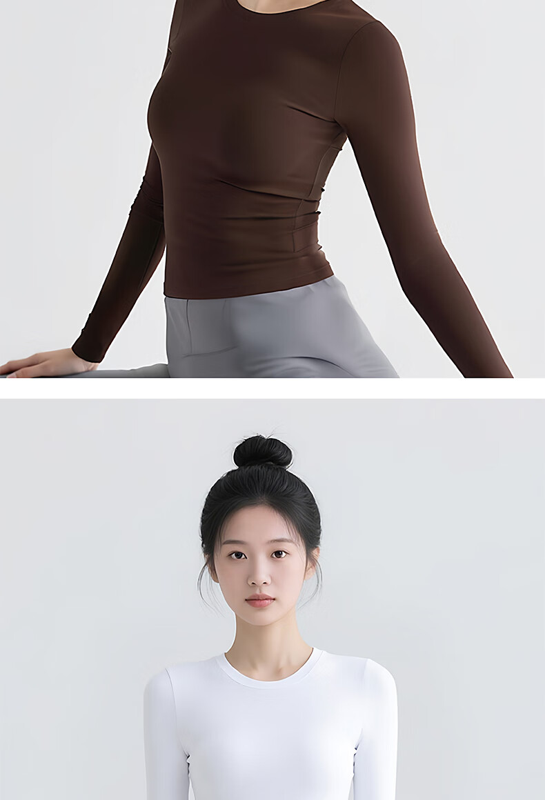 LangSha Women's Long Sleeve Round Neck Slim Fit Knit Top Autumn Winter Base Layer Shirt 14