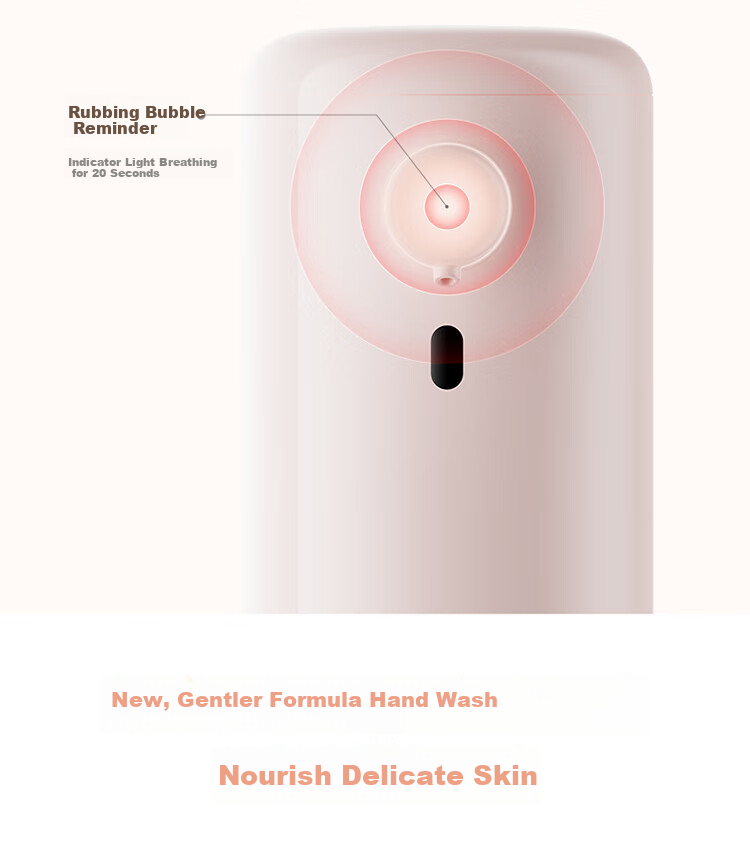 Mijia Xiaomi Automatic Hand Washing Set Cute Edition, Peach Pink Rechargeable Foam Antibacterial Automatic Hand Sanitizer Machine with Sensor, Recommended for Kitchen Bathroom Children's Gift 9