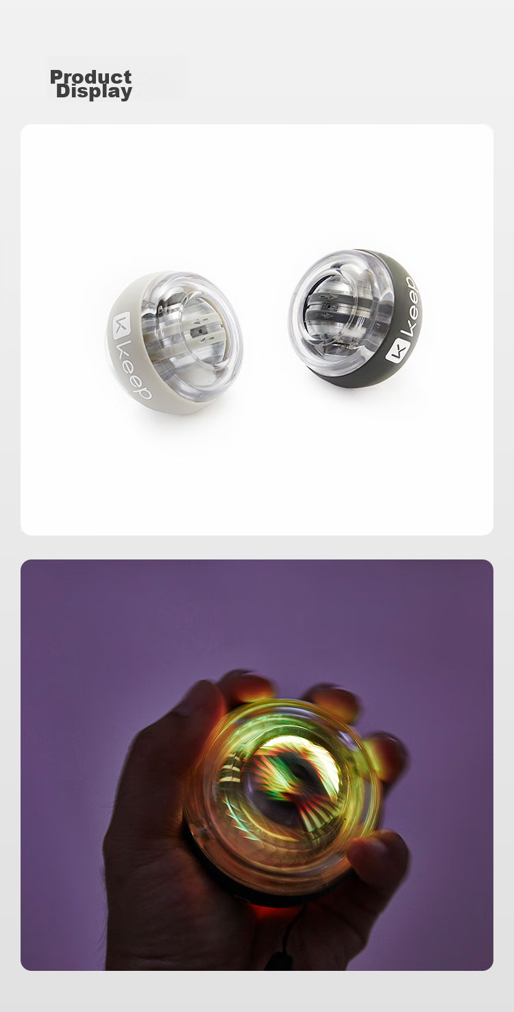 Keep Arm Strength Ball, Stress Relief Training, Arm Strength Device, Grip Ball, Variable Speed Colorful Lights, Centrifugal Spinner, Metal, Dark Gray 9