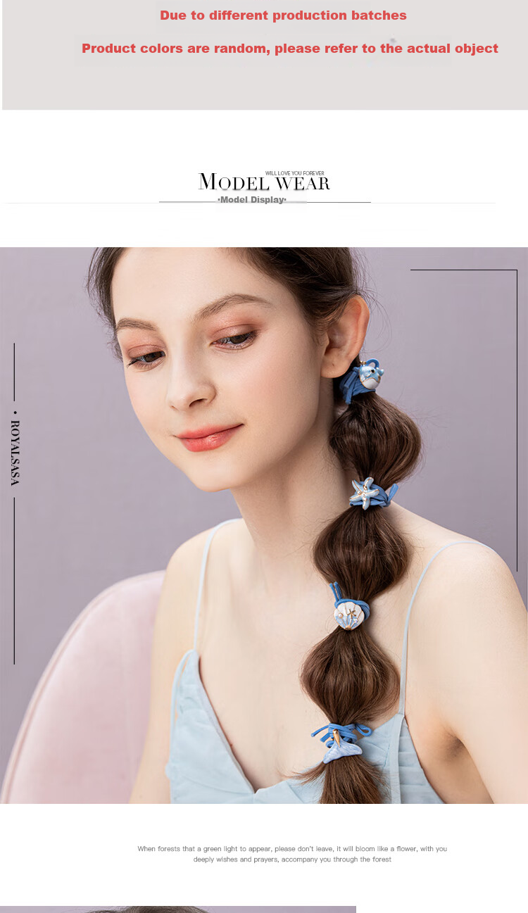 Royal Sasa Whale Head Hair Ties, 4-Piece Set for Women's Hair Accessories, Cute Children's Starfish Design, Fresh And Simple Hair Ties And Hair Bands 3