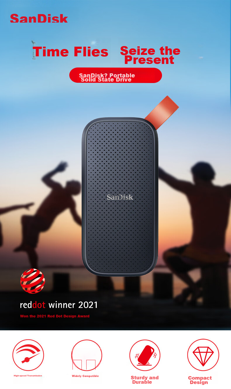 SanDisk 2TB Type-C USB3.2 Portable Solid State Drive (PSSD) E30 High-Speed, Mobile SSD, Read Speed 800MB/s, Compatible with Phones And Laptops 2