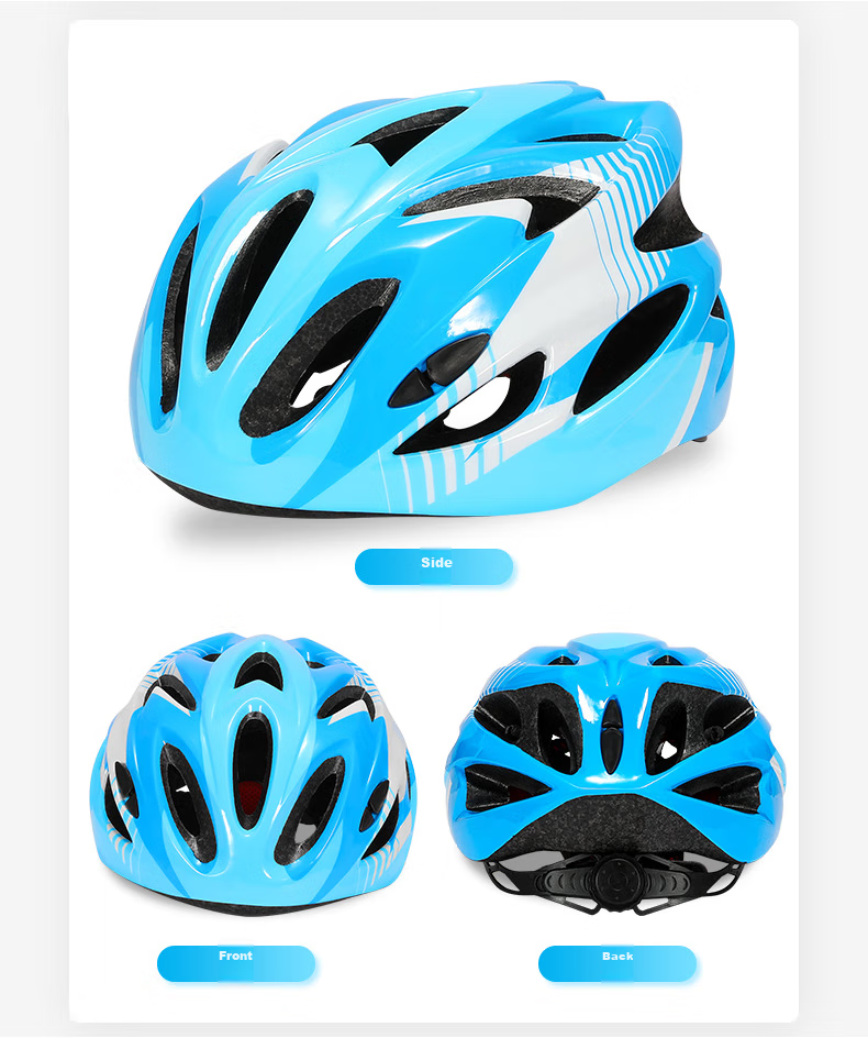 Adandyish Children's Integrated Bicycle Helmet, One-Piece Molded Cycling Helmet, Road Bike Helmet for Boys And Girls, Bicycle Equipment, Cool Blue Black 12