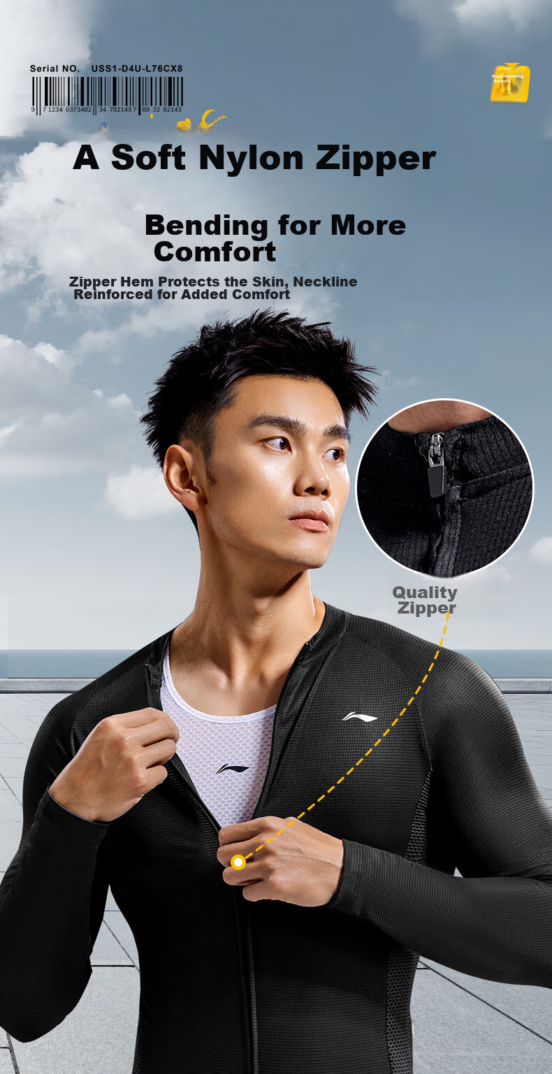 Li-Ning Cycling Jersey, Long Sleeve, Autumn And Winter New Style, Men's Road Bike Mountain Bike Breathable Top, Quick-Drying Cycling Clothing 9