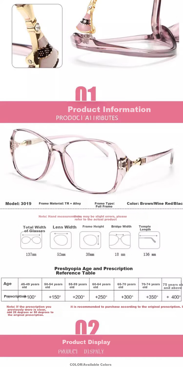 GOGOSOON Ultra-Light High-Definition Reading Glasses for Women, Anti-Blue Light, Fashionable, Youthful-Looking, Comfortable Presbyopic Glasses for Middle-Aged And Elderly, Father's Reading Glasses 8
