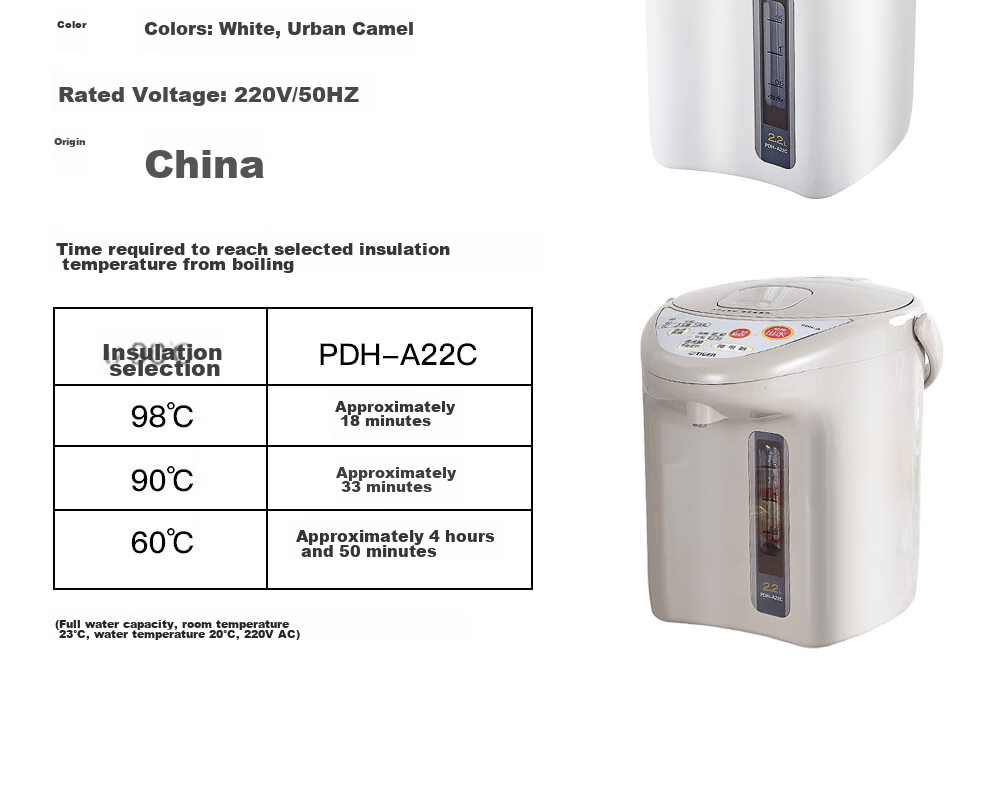 TIGER Electric Kettle, Smart Timer with 3 Temperature Settings, Anti-Drip Electric Kettle PDH-A22C 2.2L Electric Kettle Camel Color CU 29