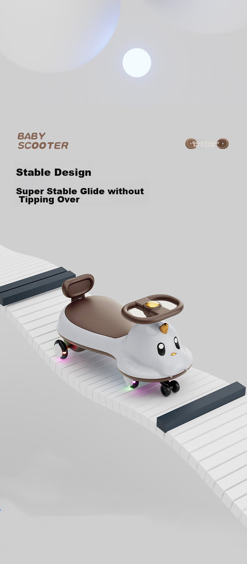 DEERC Twist Car for Children Aged 1-3 Anti-Rollover Ride-On Toy, Baby Balance Bike, Early Education Toy, Birthday Gift 8