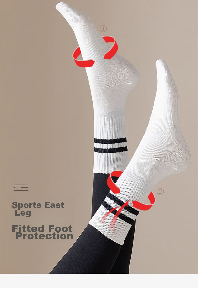 XUEXIMAN Yoga Socks for Women, Mid-Calf Cotton Socks, Spring And Autumn Season, Pilates Fitness Dance Professional Non-Slip Short Sports Floor Socks 5