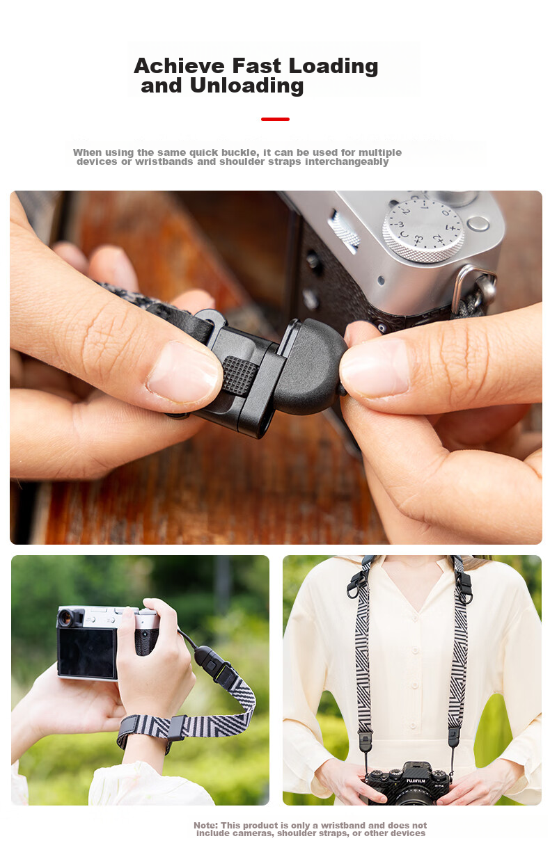 JJC Camera Wrist Strap, Quick-Release Wrist Strap, Suitable for Canon R50 R10 R6 Second Generation, Nikon Z50 Z30 Z5, Sony A7M4 A7C2, Fuji DSLR Mirrorless Camera Accessories 8