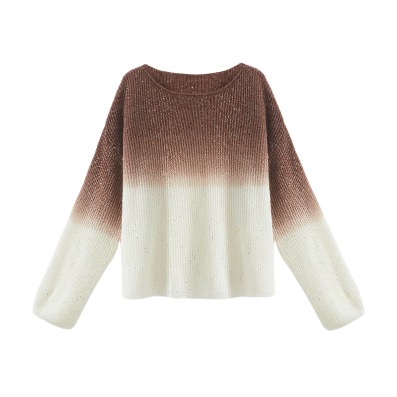 Dme [Dingdai'er Fashion] Autumn And Winter Artistic Gradient Wool Blend Sweater, Lazy-Fit Knitted Top for Wome