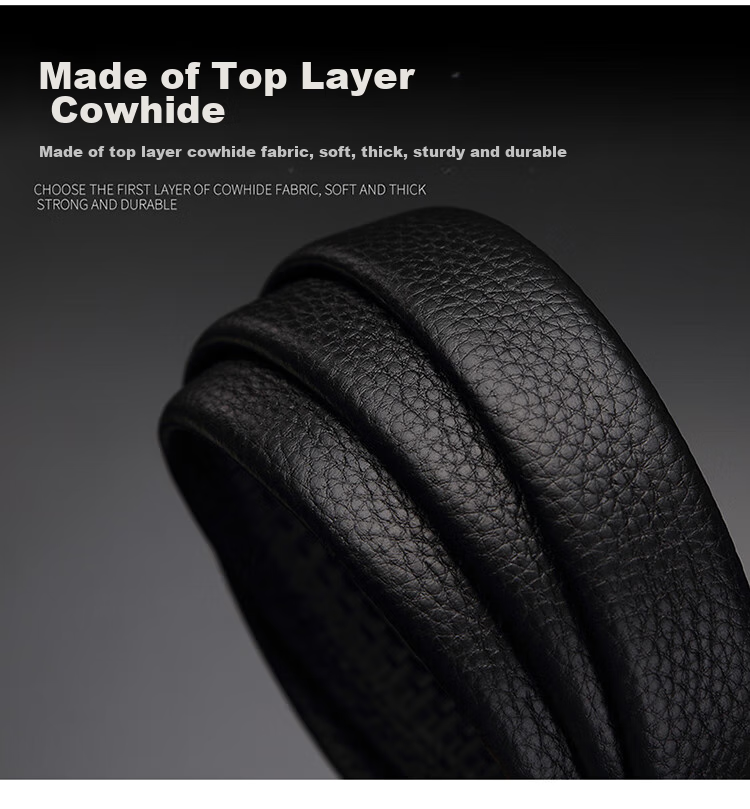 CROCODILE Top-Grain Genuine Leather Versatile Women's Automatic Buckle Belt, Exquisite Bee Buckle Waist Belt, 12821 Black 6