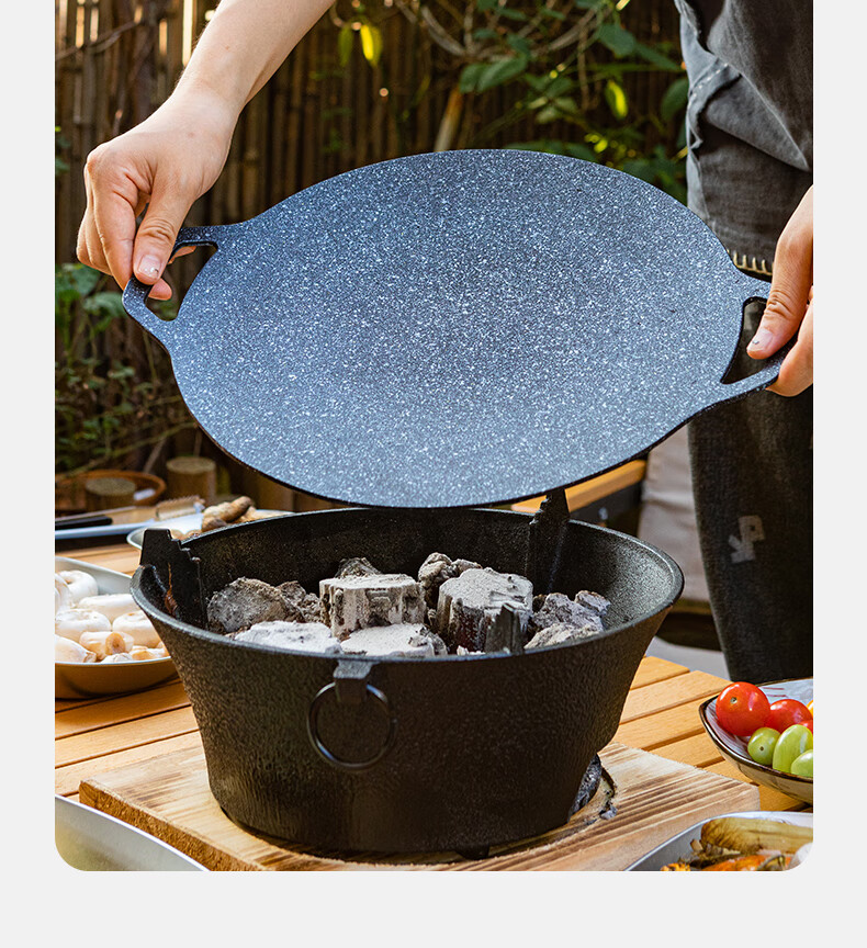E-Rover Tea Brewing Tray, Grill Pan, Barbecue Plate, Korean-Style Grilled Meat Pan, Portable Stove Maifan Stone Grilling Pot 17