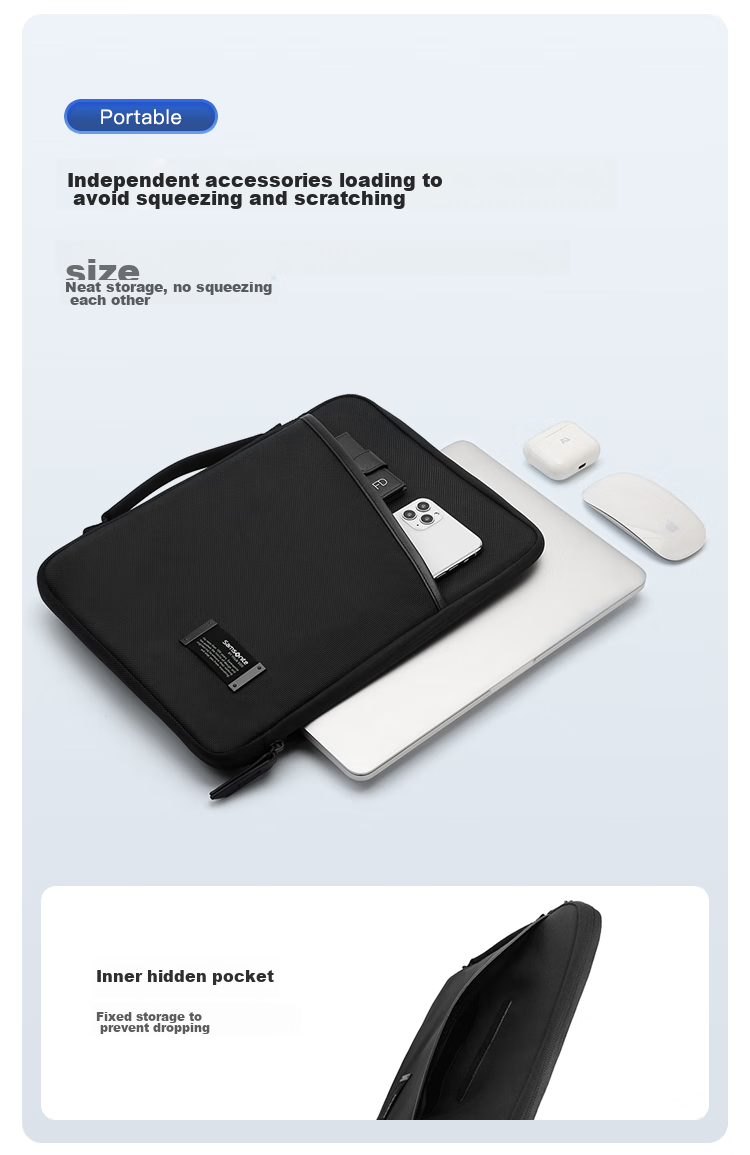 Xinxiuli Laptop Sleeve, 14.1-Inch Handheld Bag, Slim Notebook Macbook Airbag Protective Case, Gift 3