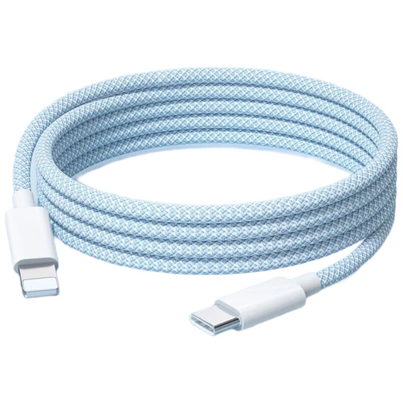 Apple PD 30W Fast Charging Cable Compatible with iPhone 14/13/12/8 Type-C Braided 0.5m Blue
