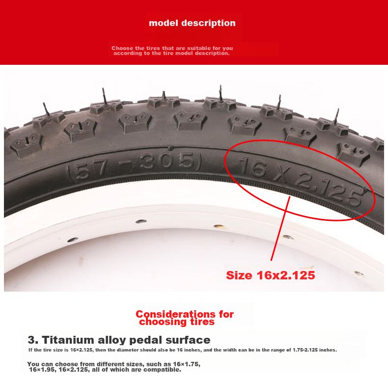 KENDA K50 Children's Folding Bicycle Outer Tire, 16X2.125, Wear-Resistant Outer for Children's Bikes, Mountain Bike Tire, Non-Slip, Large Particles, Black 5