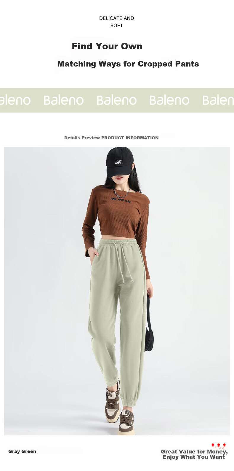 Baleno Heavy Elastic Ankle Pants for Women, New Spring And Autumn 2025 Style, Sporty Commuter Loose Versatile Casual Joggers 9