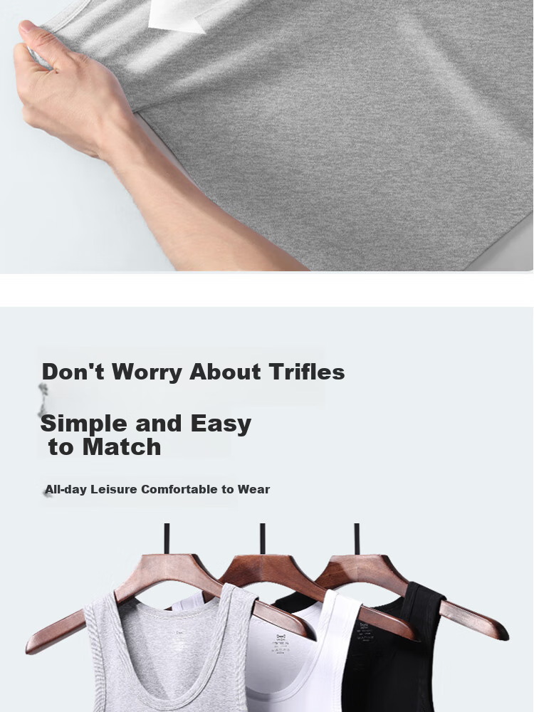 MiiOW 10A Antibacterial Men's Tank Top, Pure Cotton, New Style for 2026, Large Size, Loose-Fitting Sleeveless T-Shirt, Vest, Hurdle Tank Top for Me 10