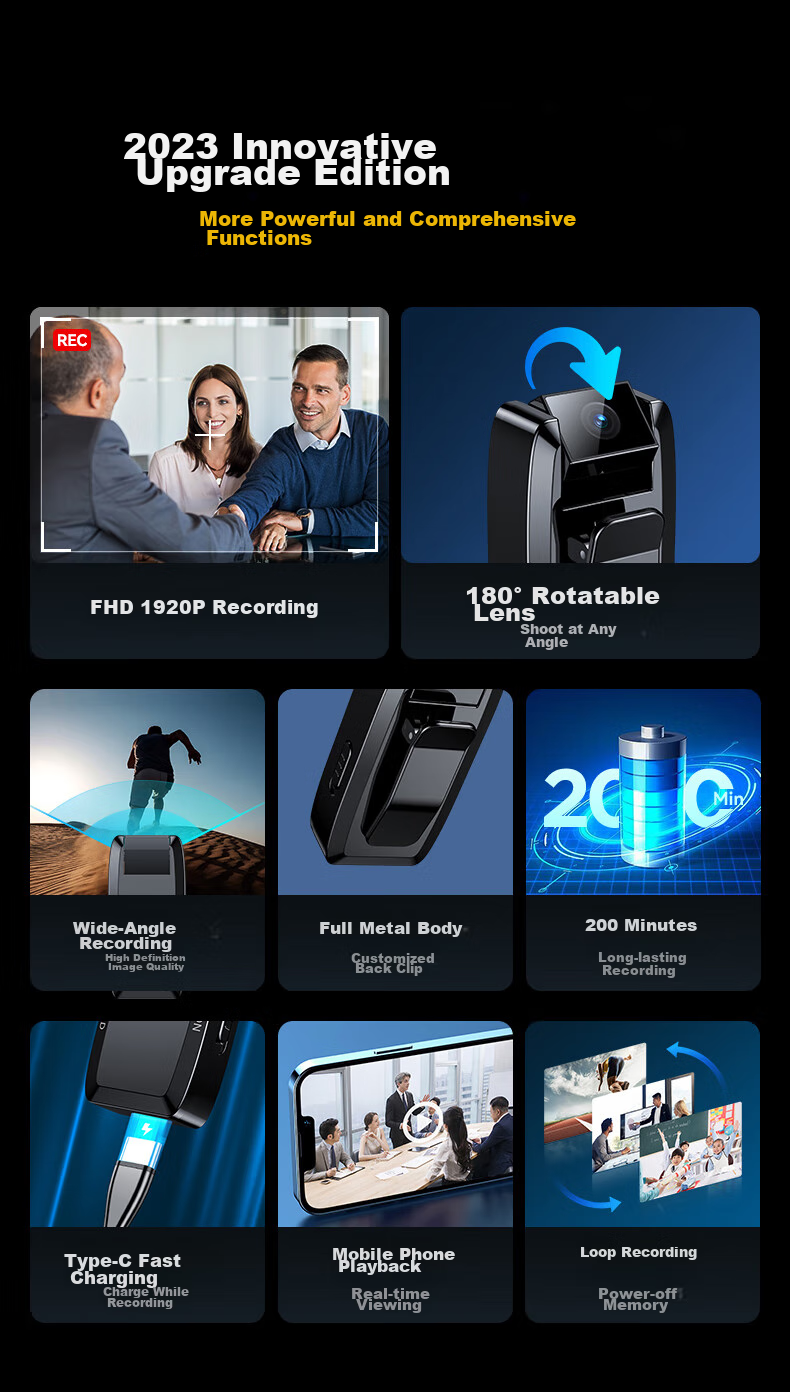 Yescool Camera S8, 32GB Action Camera, 14MP Photo And Video Recorder, Long Standby Time, Large Capacity, for Meetings, Training, Negotiations, Evidence Collectio 4