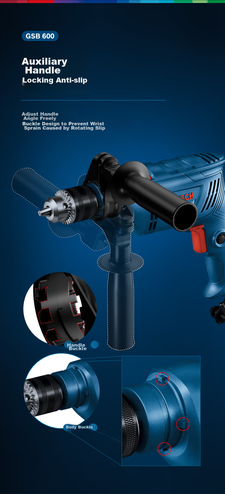 BOSCH Impact Drill, Electric Drill for Home Repair, Drilling Tiles, Wood, Metal, Brick Walls, 600W Corded GSB 600 4