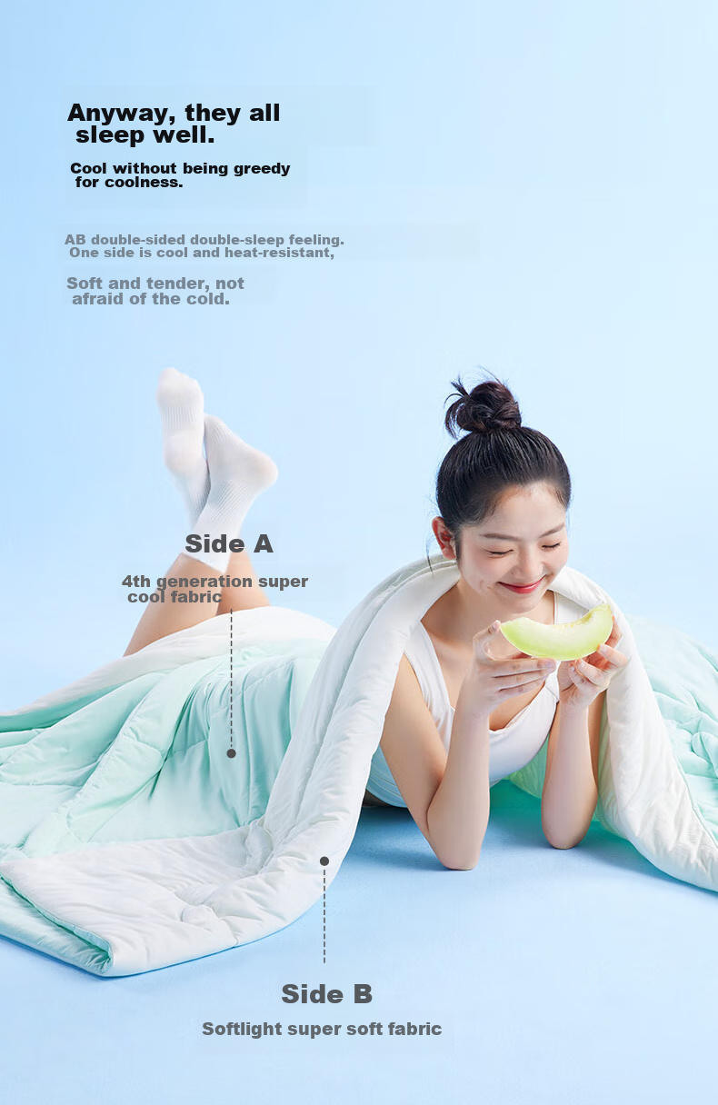8H Class A Antibacterial Double-Sided Cooling Comforter for Summer, Coolness Rating 0.3, Cooling Quilt, 1.5*2m, L5 Gray 3