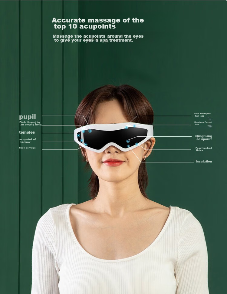 Jiancheng Visual Eye Massager, Magnetic Massage Eye Care Device, Constant Temperature Heat Therapy Sleep Mask HY001, White 4