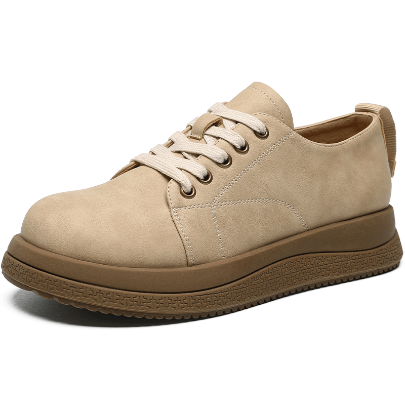 ZHR Bokeng Women's Shoes, Spring And Autumn Modern Elegant Retro Leather Shoes, Thick-Soled Versatile Loafers, Casual Shoes JF131, Apricot Color, Size 36