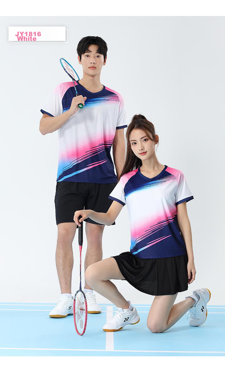 LIEYAO Badminton Customized Competition Set Breathable Short-Sleeve Tennis Shirt LY1816-M White XL 12