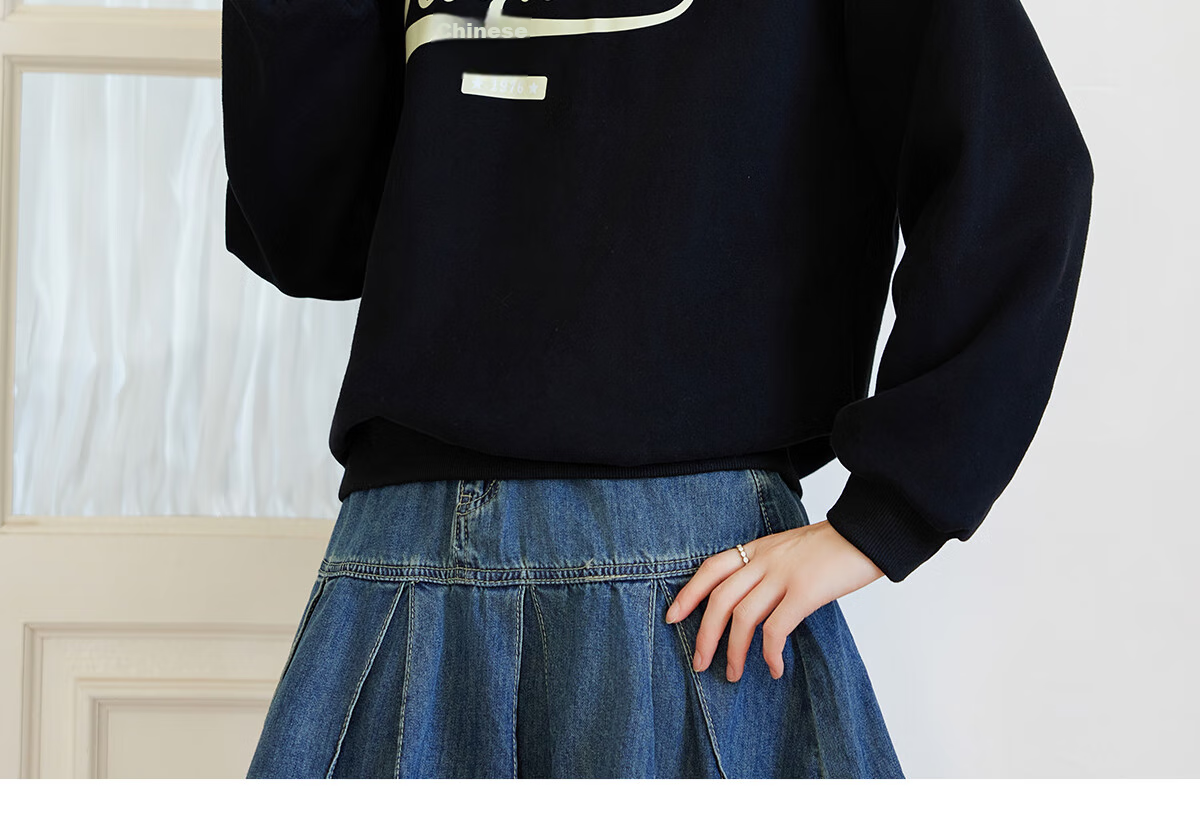 Halo Queen Women's Sweatshirt, Spring And Autumn American-Style POLO Collar, Trendy Letter Print, Loose Casual Pullover, New Product H143W1034 41