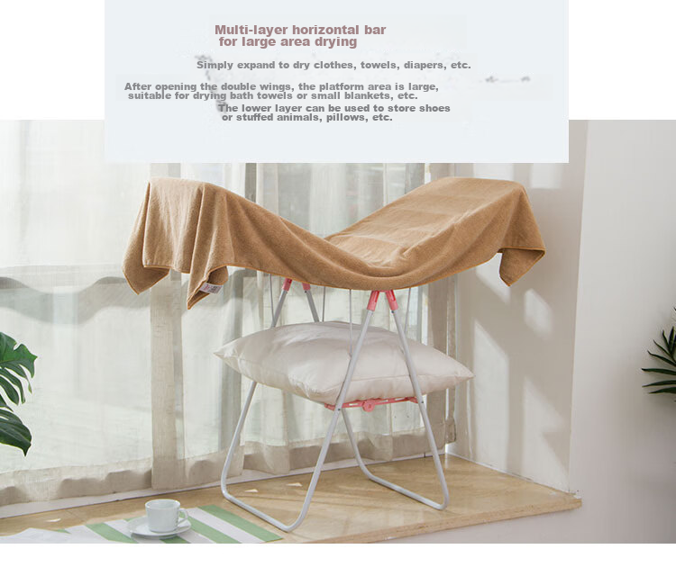 Ourunzhe Clothes Drying Rack, Foldable Floor-Standing Balcony Hanger, Indoor Clothes Storage Rack, Garment Drying Stand, 120cm 10