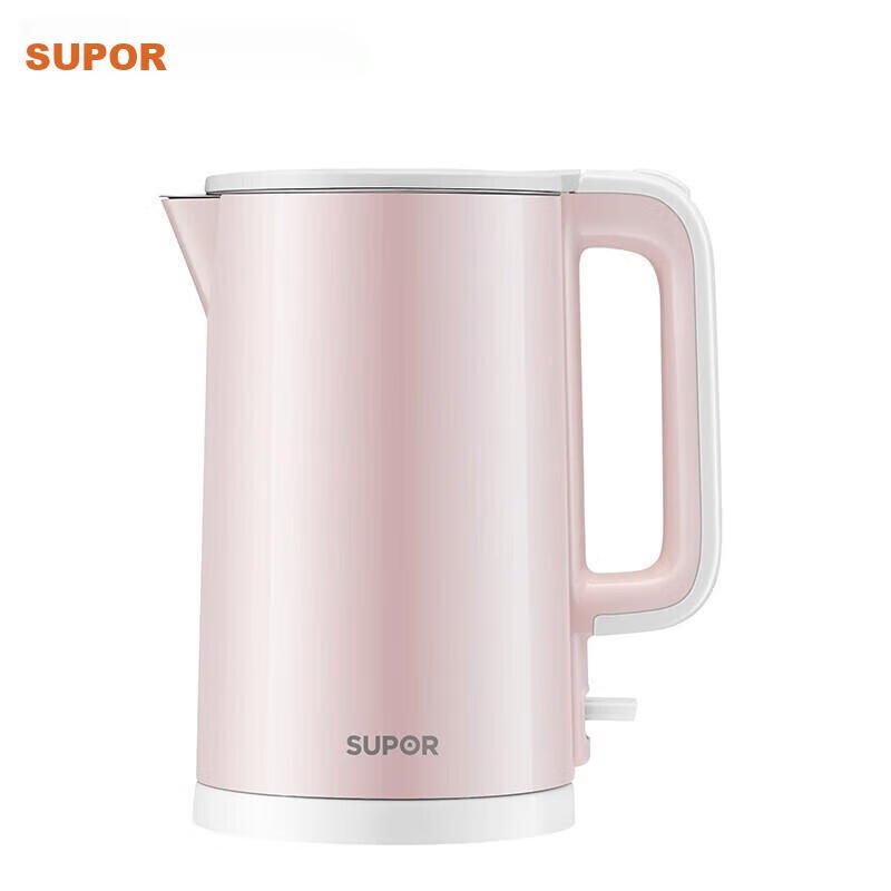 Supor Electric Kettle, Household 304 Stainless Steel Kettle, Double-Layer Insulation, Anti-Scalding, Seamless Integrated Inner Pot, SW-15S02A Electric Kettle Home Appliances