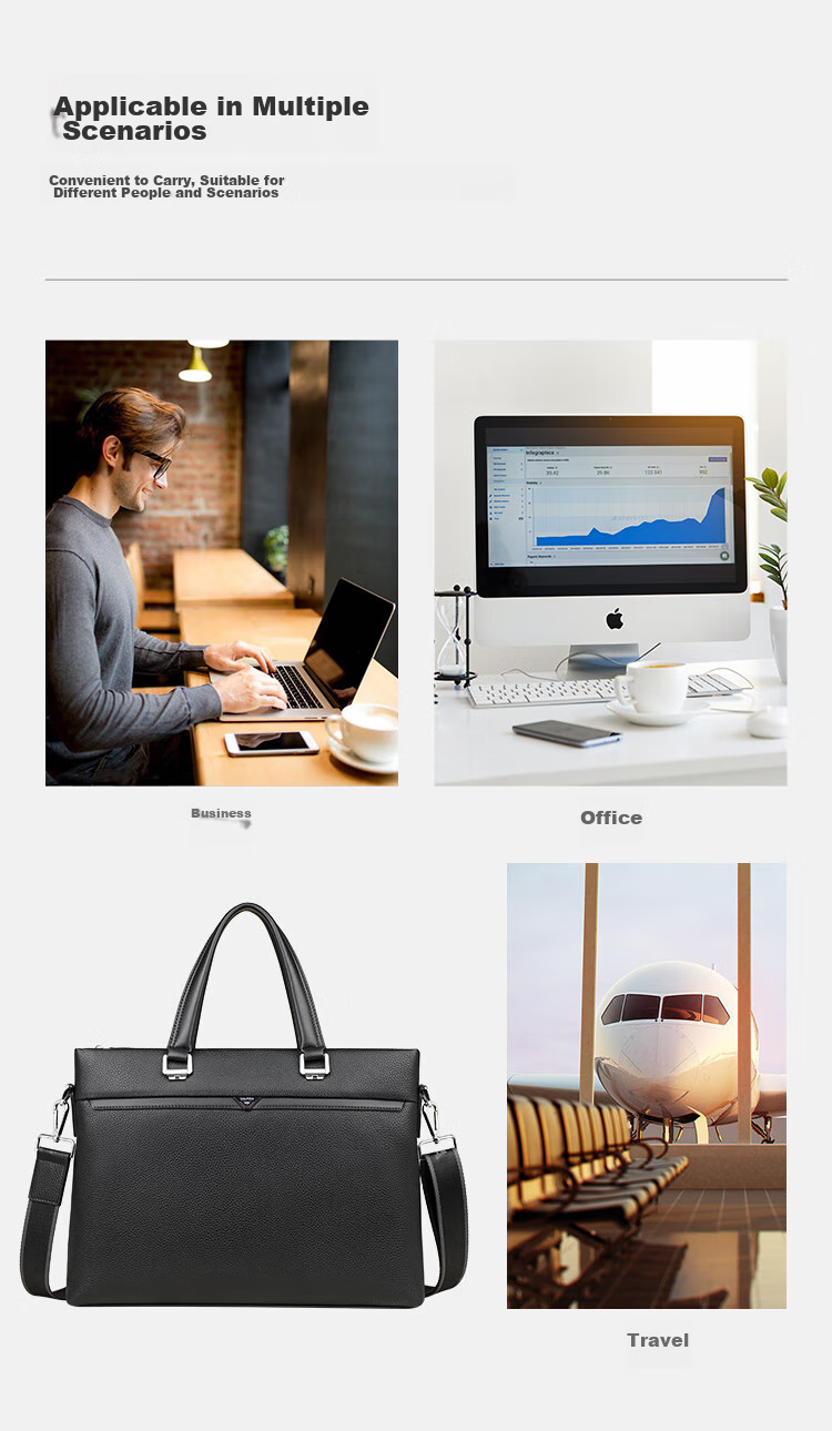 L'ALPINA Italian Briefcase, Men's Leather Handbag, Laptop Business Crossbody Shoulder Bag 6
