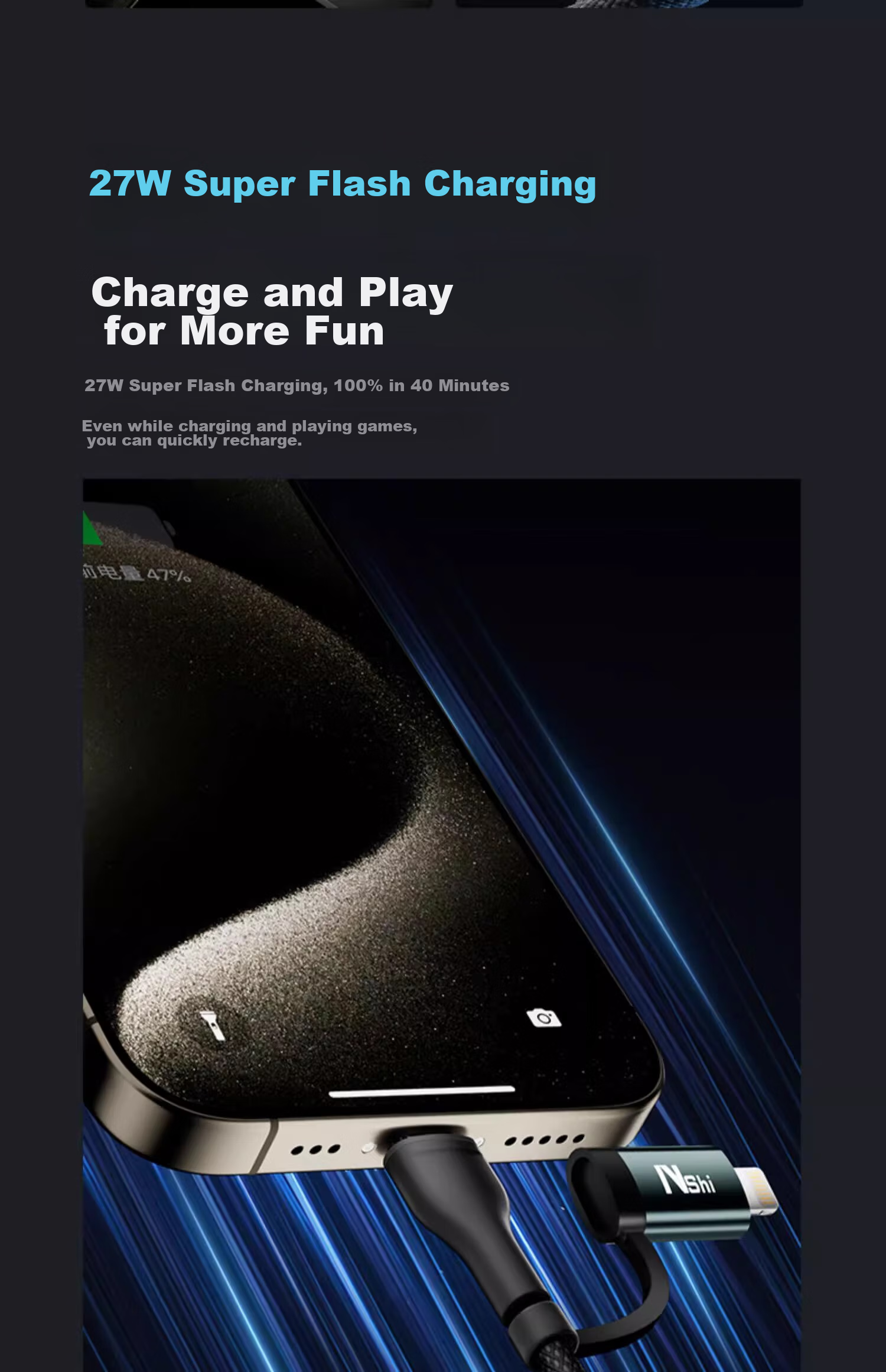 Nengshi 4-In Charging Cable, Type-C Data Cable, PD Dual-Head Fast Charging, Suitable for Apple IPhone, Huawei, Xiaomi IPad/tablet/laptop, 1 Meter 4